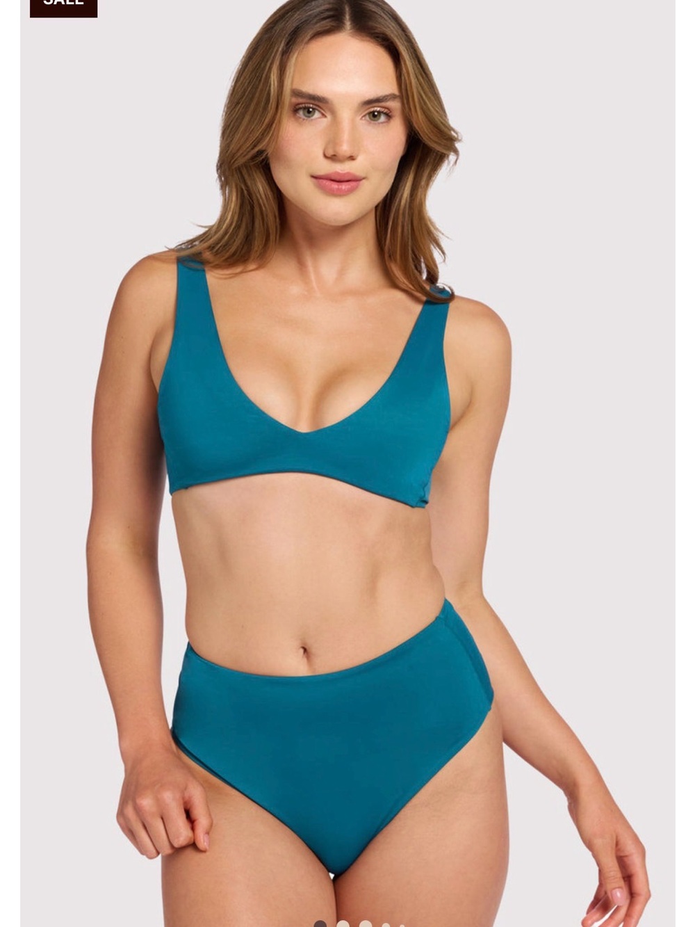 NWT nuuds 2 pc swimsuit Lagoon plunge top and high waist bottom XL